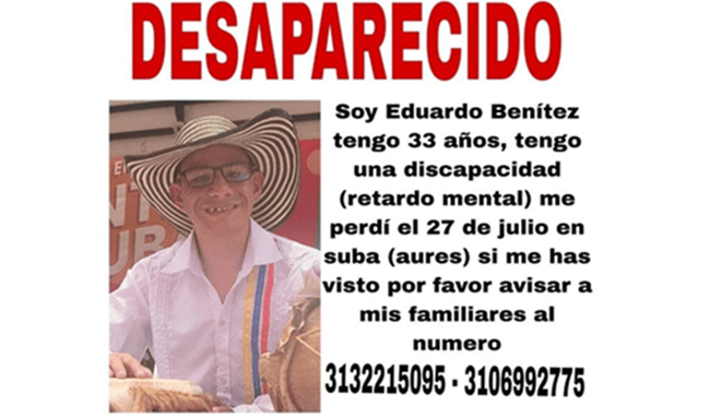 La familia de Eduardo Benítez vive horas de angustia y pide ayuda para encontrarlo