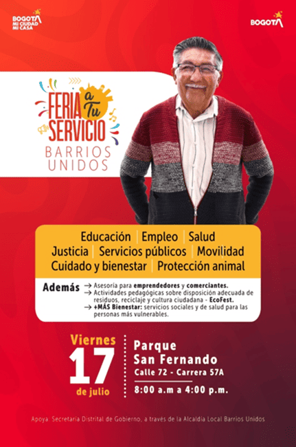 Barrios Unidos recibirá una gran feria con trámites y servicios gratuitos
