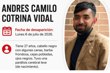 ¿Ha visto a Andrés Camilo Cotrina? Está desaparecido desde el 6 de julio en Bogotá