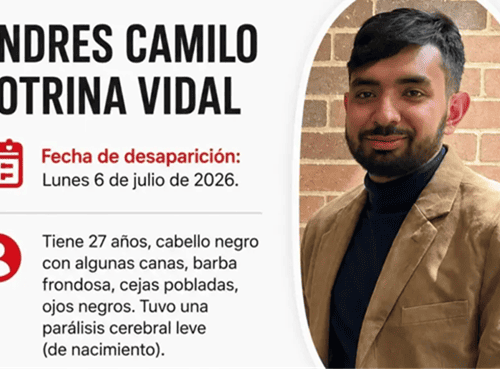 ¿Ha visto a Andrés Camilo Cotrina? Está desaparecido desde el 6 de julio en Bogotá