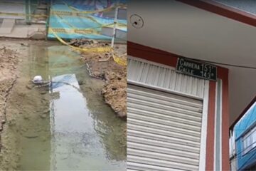 Denuncian fuga de agua en Bilbao, Suba, mientras avanzan obras de pavimentación