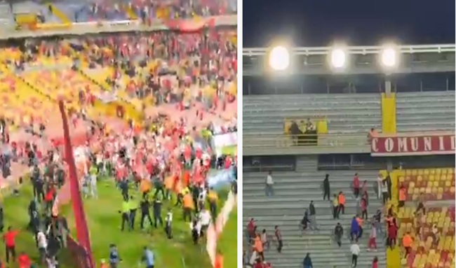 Violencia en El Campín: partido Santa Fe vs. América fue suspendido por enfrentamiento entre hinchas