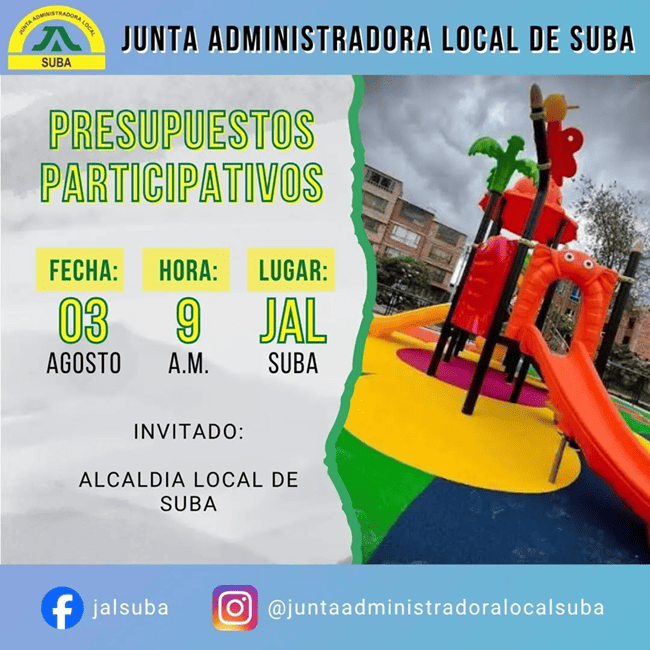 Este lunes, la JAL de Suba socializará la ejecución de los Presupuestos Participativos 2026