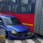 Siniestro vial entre bus de TransMilenio y automóvil en Teusaquillo