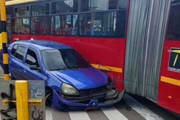 Siniestro vial entre bus de TransMilenio y automóvil en Teusaquillo