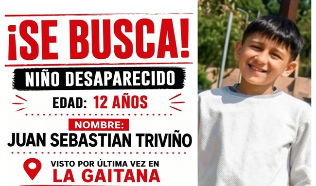 Buscan a Juan Sebastián Triviño, niño de 12 años desaparecido en La Gaitana, Suba