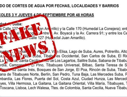 ¡Atención! Circula flyer falso sobre supuestos cortes de agua en Suba