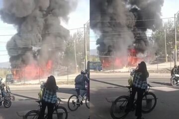 Voraz incendio consumió por completo un bus del SITP en Suba