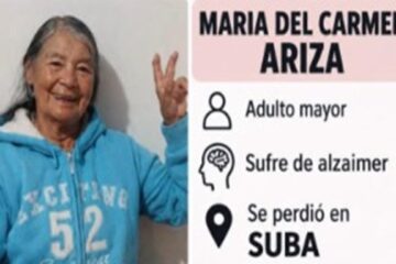 Buscan a María del Carmen Ariza, adulta mayor de 82 años desaparecida en Suba