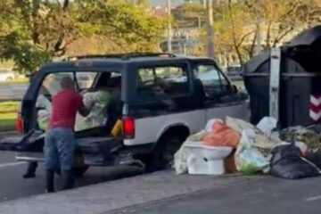 Denuncian arrojo de escombros sobre un andén peatonal en la autopista Norte con calle 137, en Usaquén