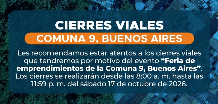 Medellín tendrá cierres viales este fin de semana por eventos
