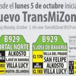 Nuevo TransMiZonal B929 comenzará a operar este lunes entre Portal Norte y San José de Bavaria