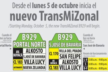 Nuevo TransMiZonal B929 comenzará a operar este lunes entre Portal Norte y San José de Bavaria