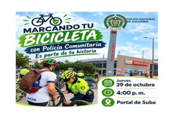 ¡Pedalea seguro! Policía Comunitaria realizará jornada de marcación de bicicletas en el Portal de Suba