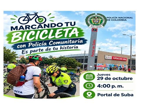 ¡Pedalea seguro! Policía Comunitaria realizará jornada de marcación de bicicletas en el Portal de Suba