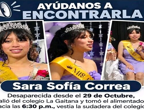 Desesperada búsqueda de Sara Sofía Correa: desapareció tras salir de su colegio en Suba